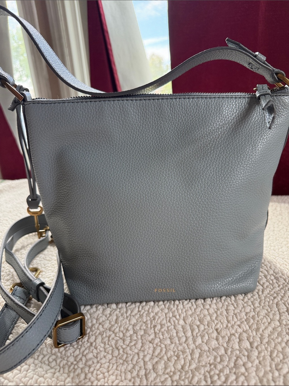 Like New Fossil Jolie Leather Crossbody Bag Light Blue